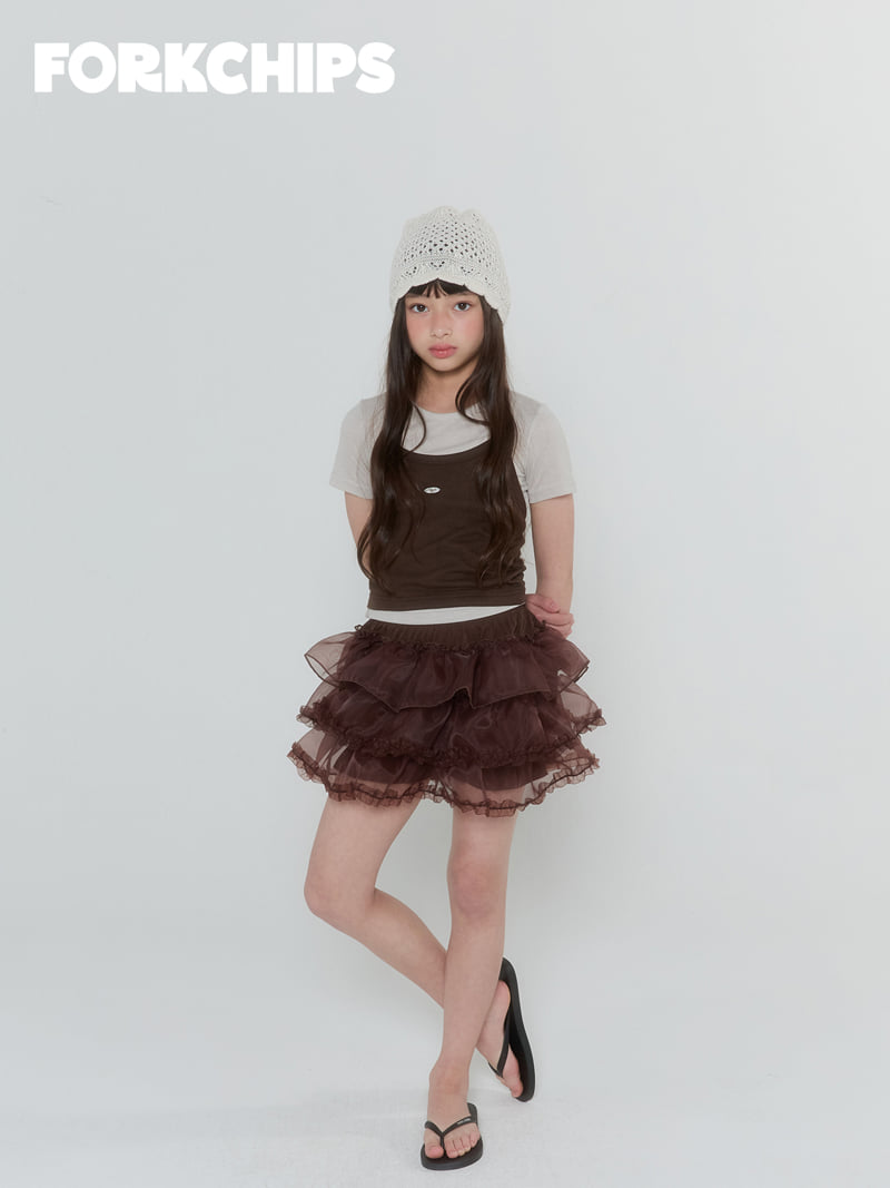 Fork Chips - Korean Children Fashion - #Kfashion4kids - Caramel Tiered Skirt - 8