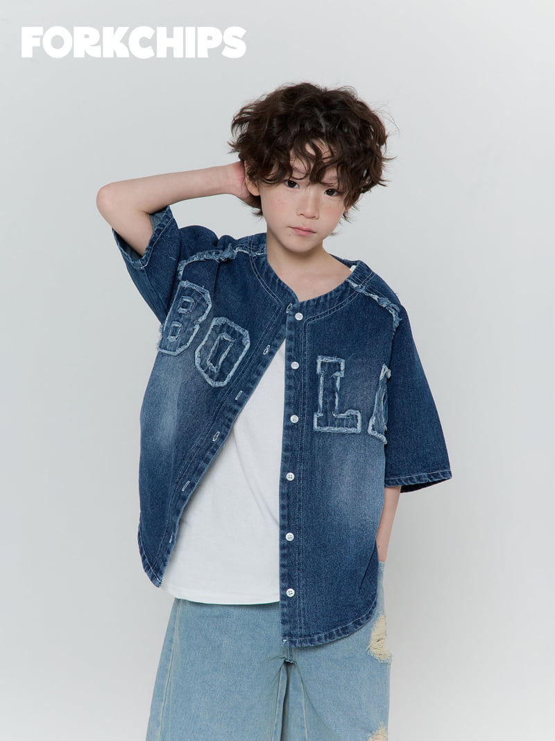 Fork Chips - Korean Children Fashion - #Kfashion4kids - Bold Denim Shirt - 7
