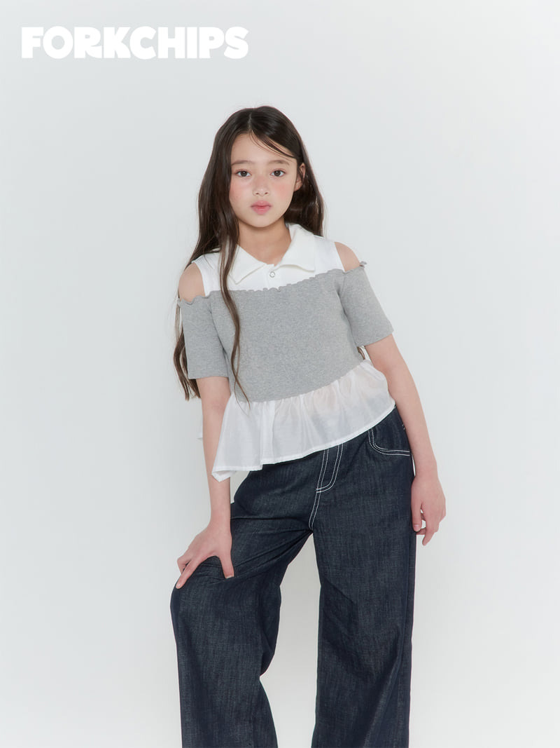 Fork Chips - Korean Children Fashion - #Kfashion4kids - Paper Shoulder Tee