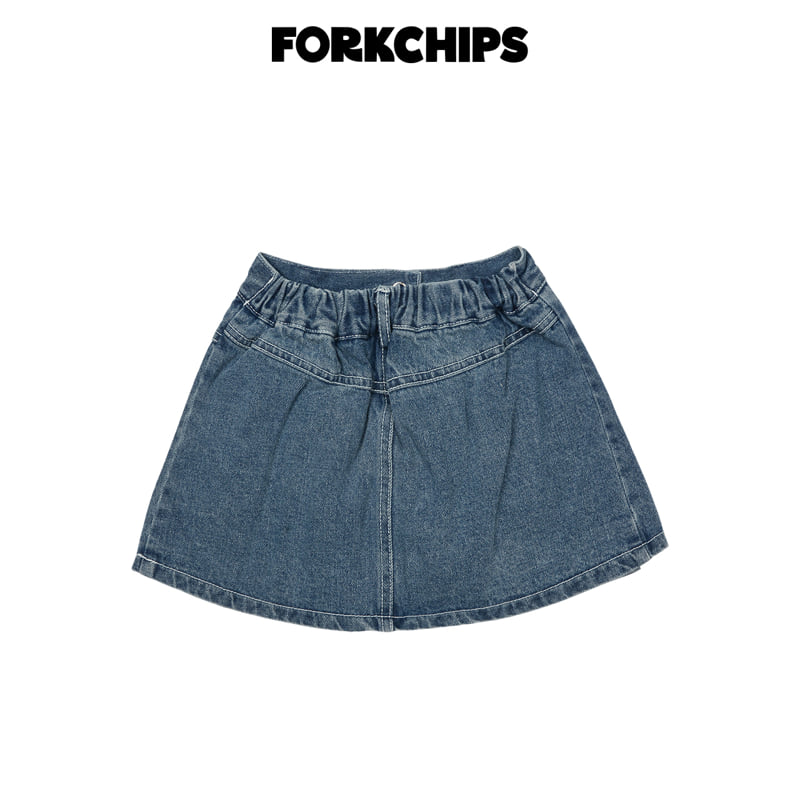 Fork Chips - Korean Children Fashion - #childofig - Flip Denim Skirt - 3