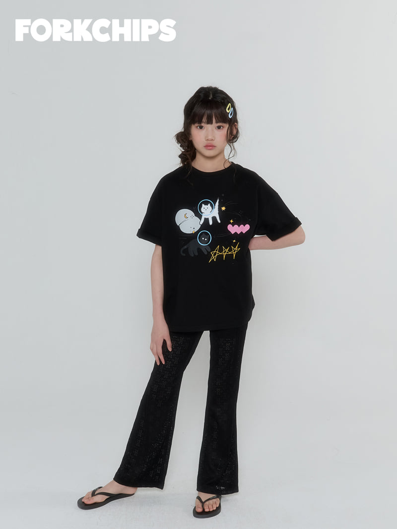 Fork Chips - Korean Children Fashion - #childrensboutique - Moon Cat Tee - 6