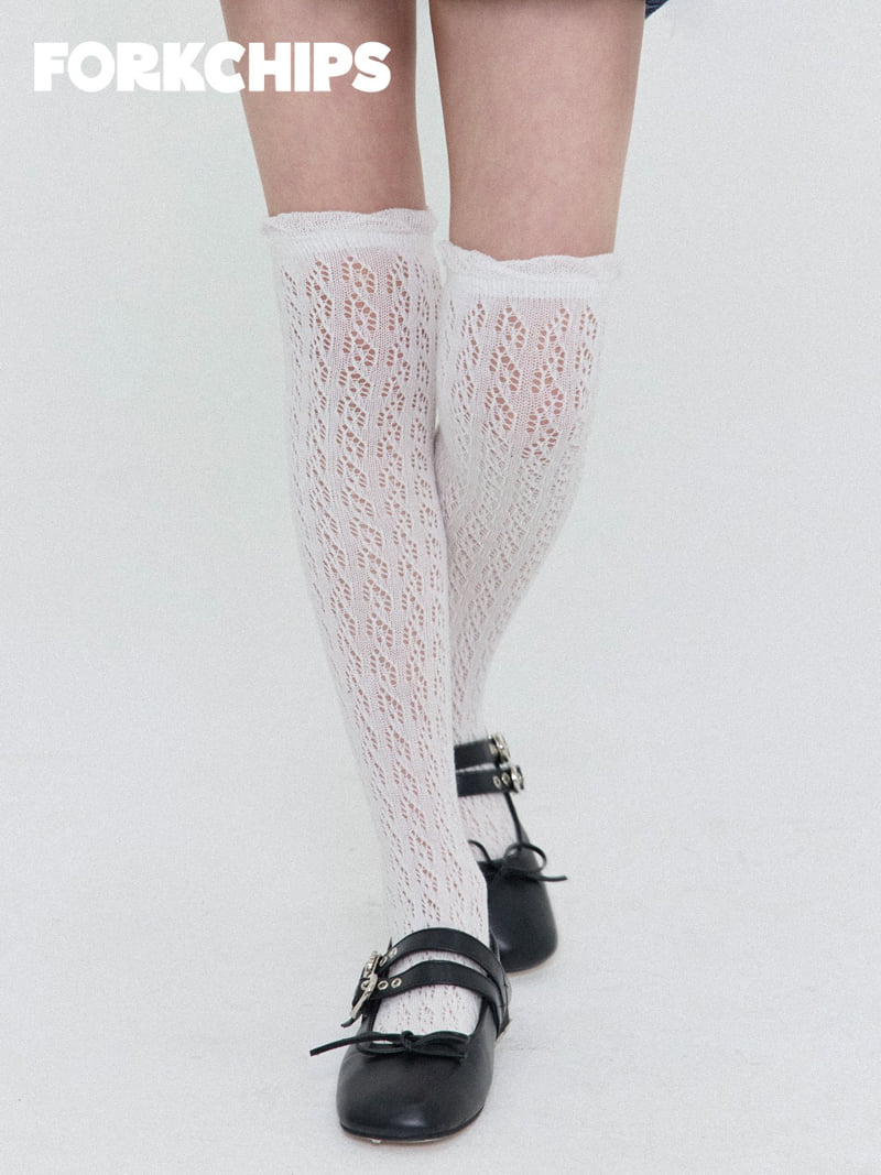 Fork Chips - Korean Children Fashion - #childrensboutique - Eyelet Knee Socks - 9