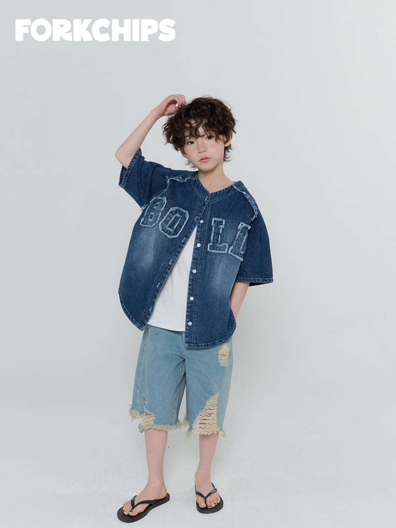 Fork Chips - Korean Children Fashion - #designkidswear - Bold Denim Shirt