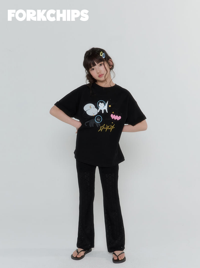 Fork Chips - Korean Children Fashion - #discoveringself - Moon Cat Tee - 8