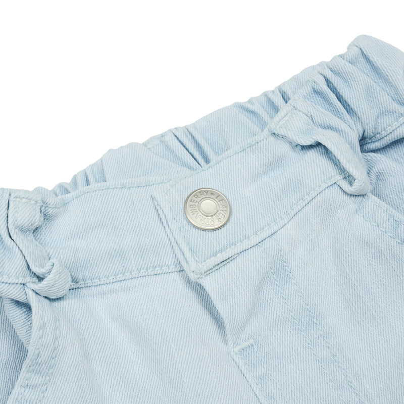 Fork Chips - Korean Children Fashion - #designkidswear - Rose Frill Denim Pants - 4