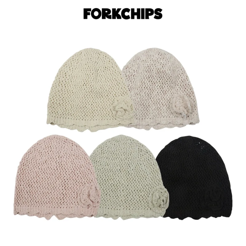 Fork Chips - Korean Children Fashion - #discoveringself - Rose Knit Beanie