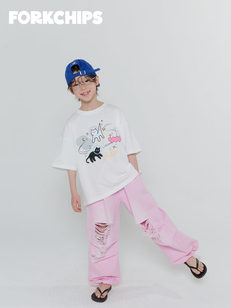 Fork Chips - Korean Children Fashion - #fashionkids - Moon Cat Tee - 9