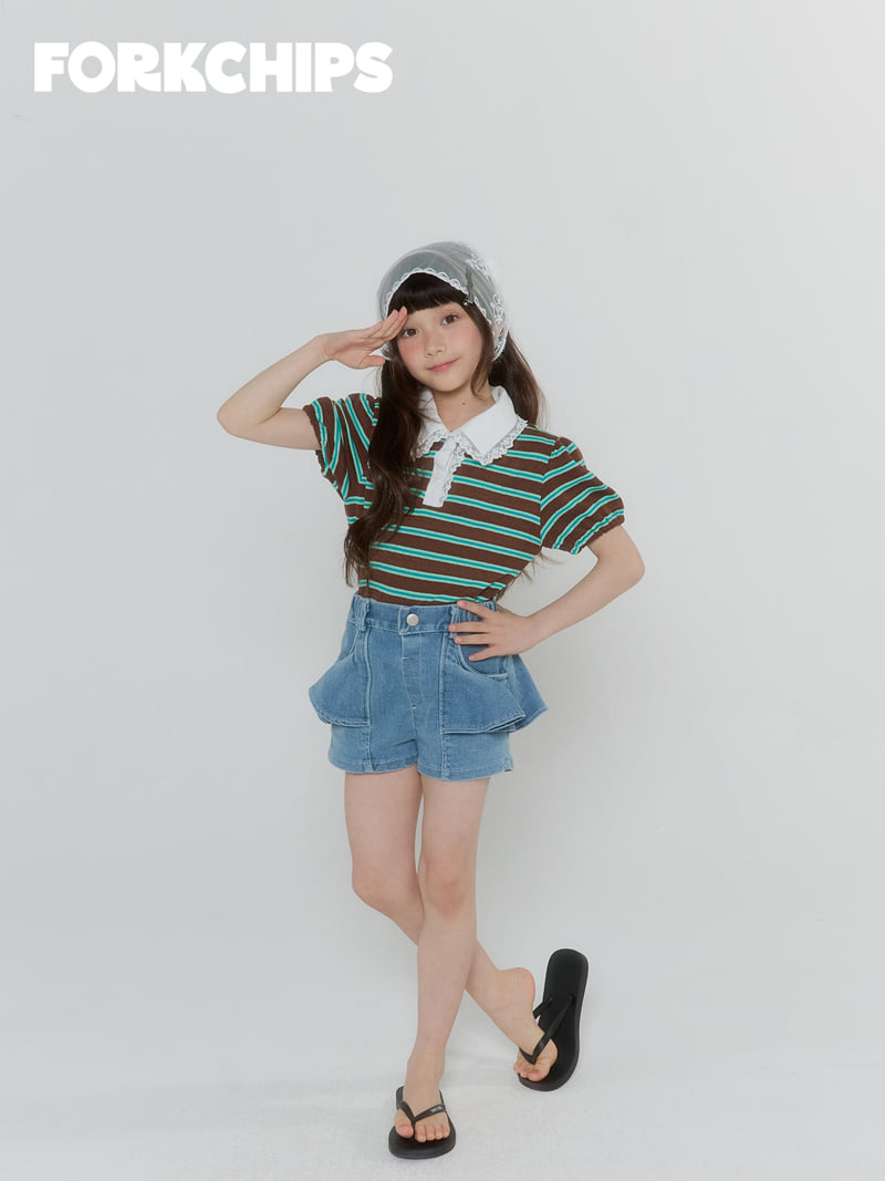 Fork Chips - Korean Children Fashion - #fashionkids - Lollipop Collar Tee - 7