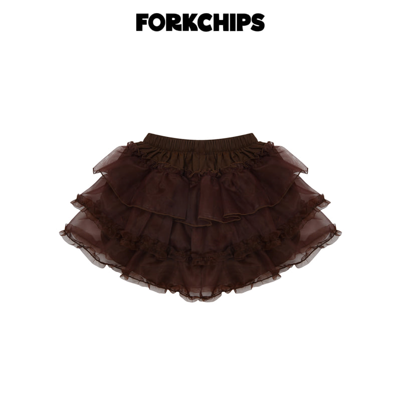 Fork Chips - Korean Children Fashion - #discoveringself - Caramel Tiered Skirt - 4