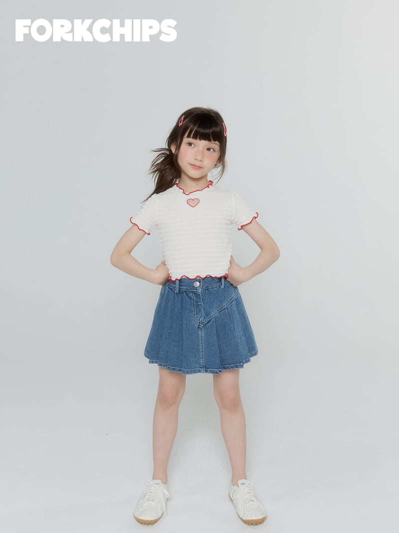 Fork Chips - Korean Children Fashion - #fashionkids - Flip Denim Skirt - 7