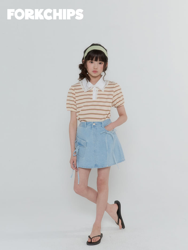 Fork Chips - Korean Children Fashion - #kidsshorts - Lollipop Collar Tee - 8