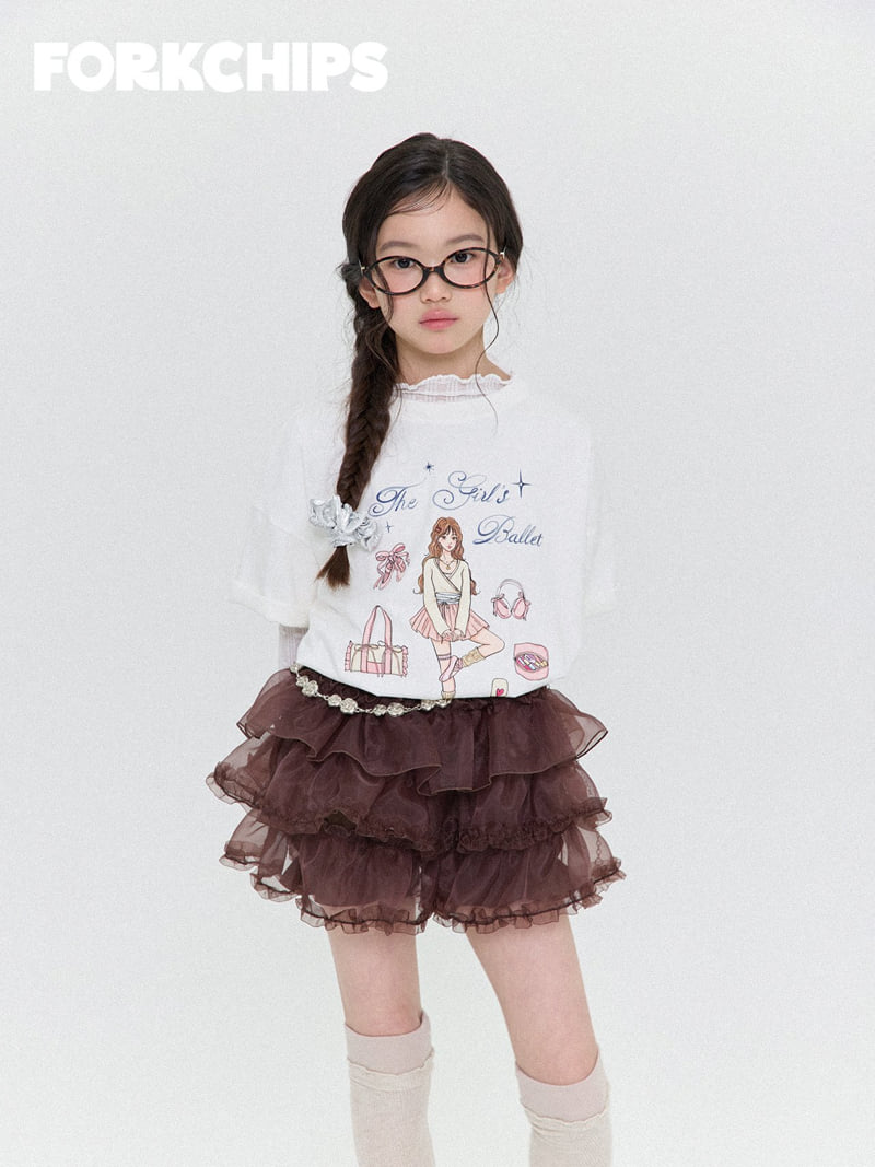 Fork Chips - Korean Children Fashion - #kidsshorts - Balletcore Tee - 7