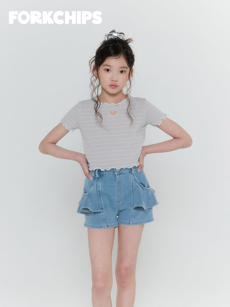 Fork Chips - Korean Children Fashion - #kidsshorts - Love Punching Tee