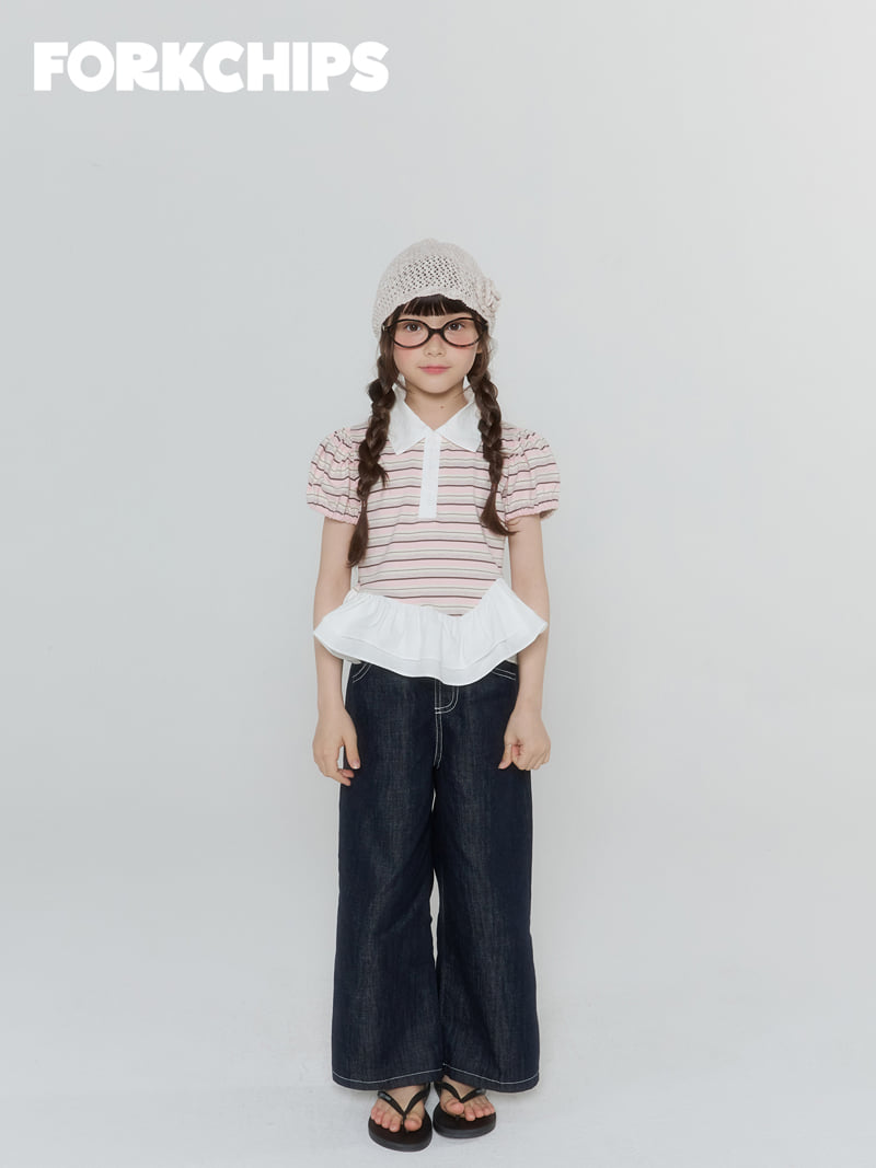 Fork Chips - Korean Children Fashion - #kidsshorts - Eve Frill Collar Tee - 9
