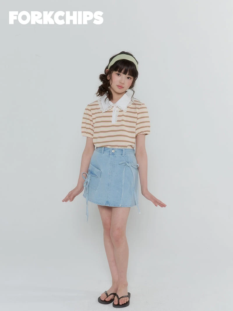Fork Chips - Korean Children Fashion - #kidsshorts - Cube Ribbon Skirt - 6