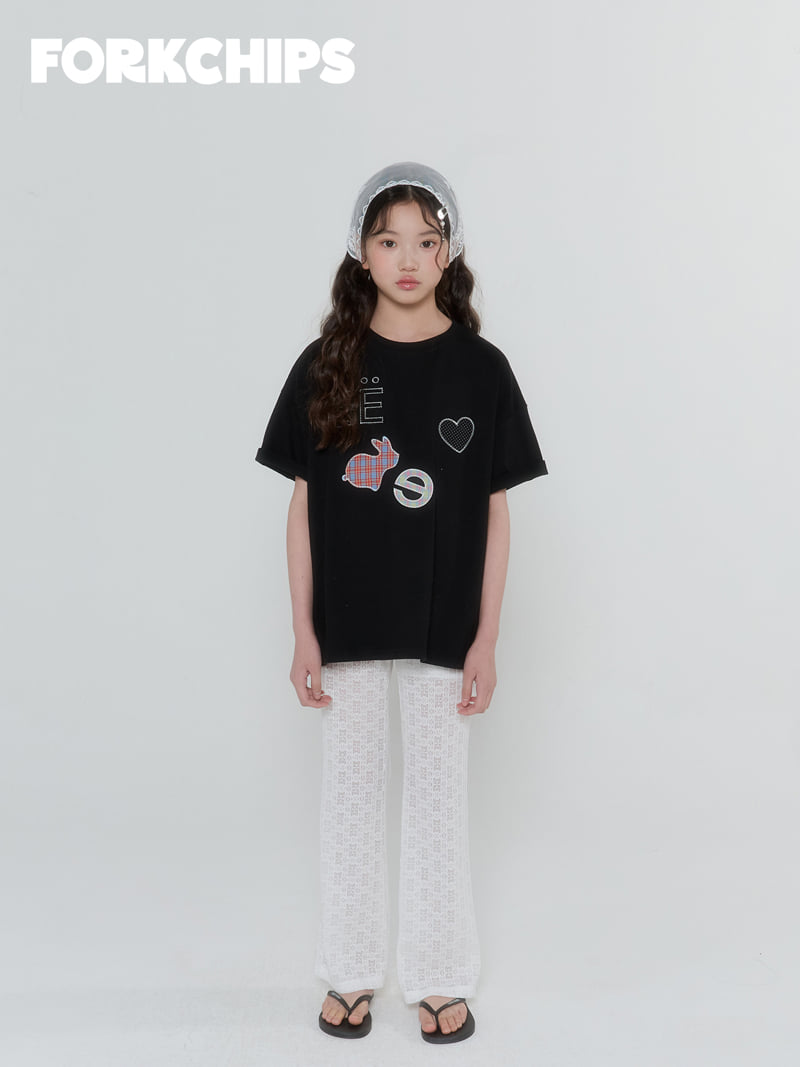 Fork Chips - Korean Children Fashion - #kidsshorts - Patch Rabbit Tee - 6