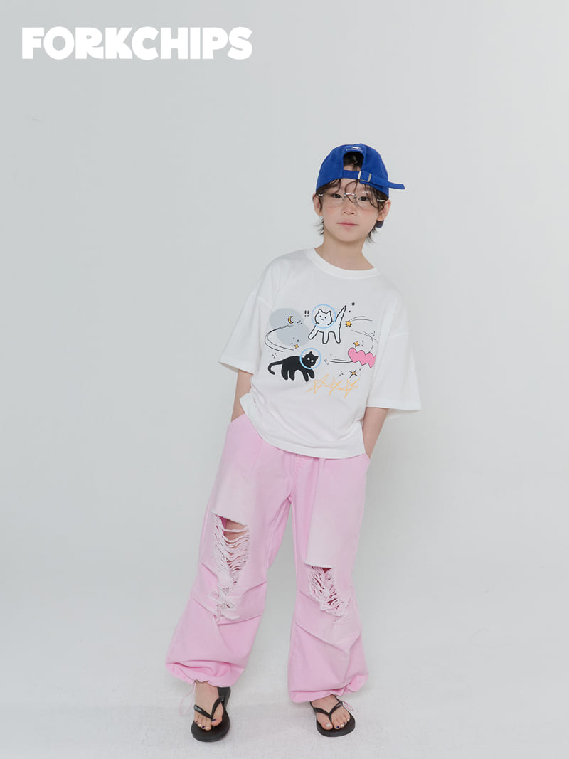 Fork Chips - Korean Children Fashion - #kidsstore - Moon Cat Tee - 11