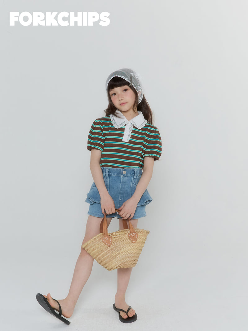 Fork Chips - Korean Children Fashion - #kidsstore - Lollipop Collar Tee - 9