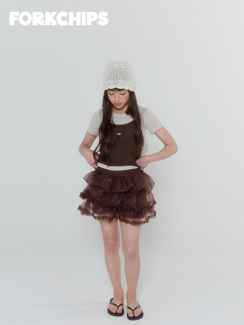 Fork Chips - Korean Children Fashion - #kidsstore - Caramel Tiered Skirt - 6