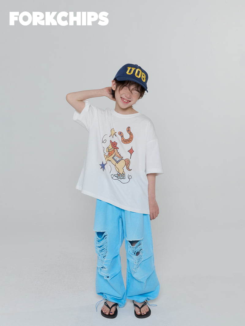 Fork Chips - Korean Children Fashion - #kidsstore - Cowboy Tee - 8