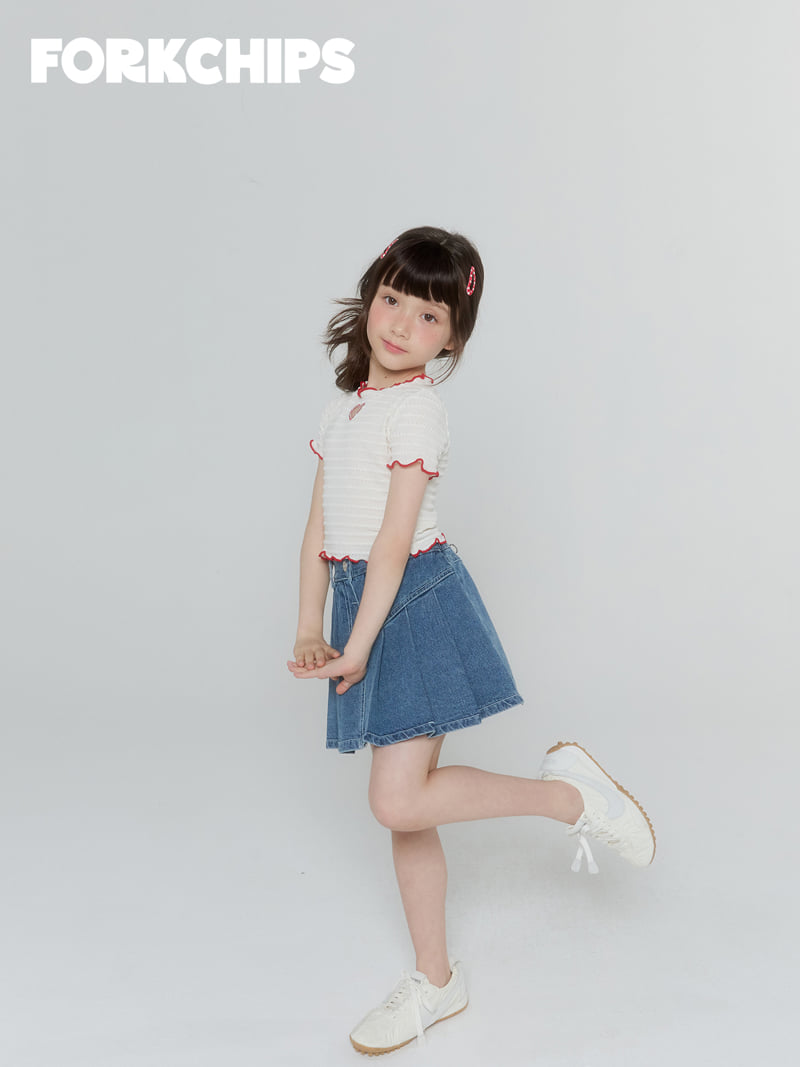 Fork Chips - Korean Children Fashion - #kidsstore - Flip Denim Skirt - 9