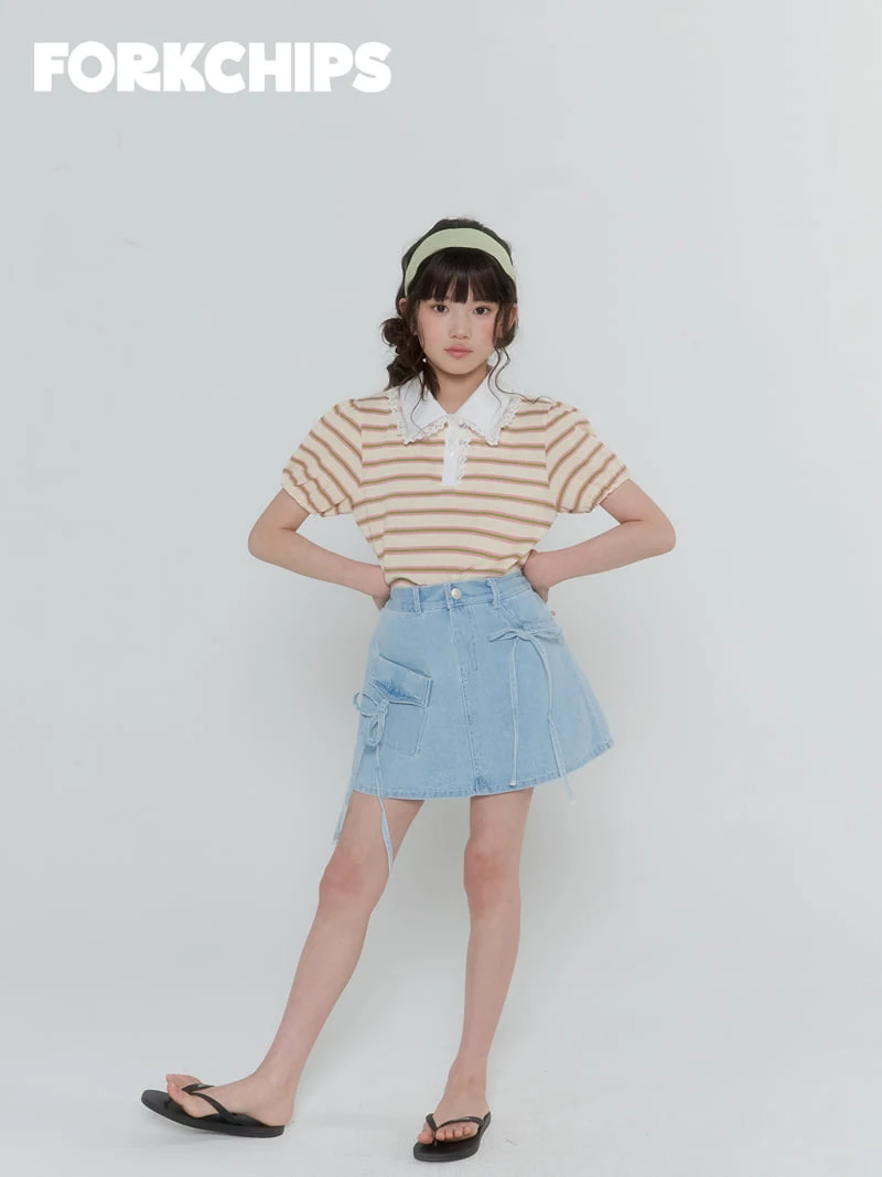 Fork Chips - Korean Children Fashion - #kidsstore - Cube Ribbon Skirt - 7