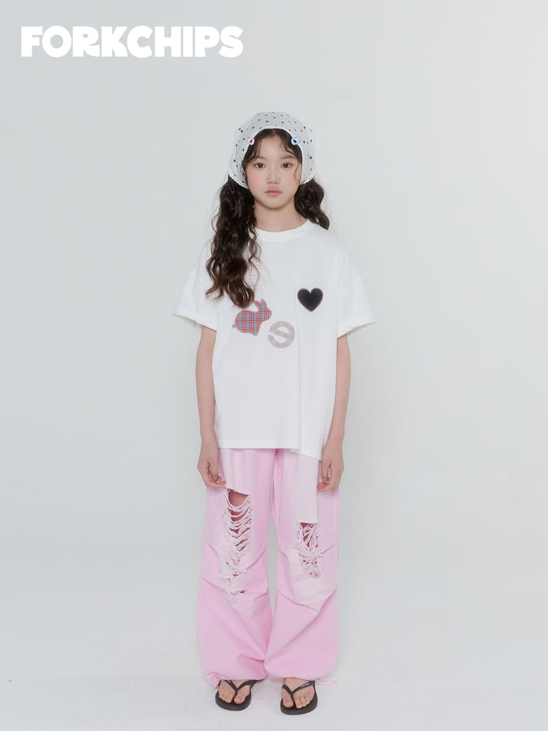 Fork Chips - Korean Children Fashion - #kidsstore - Patch Rabbit Tee - 7