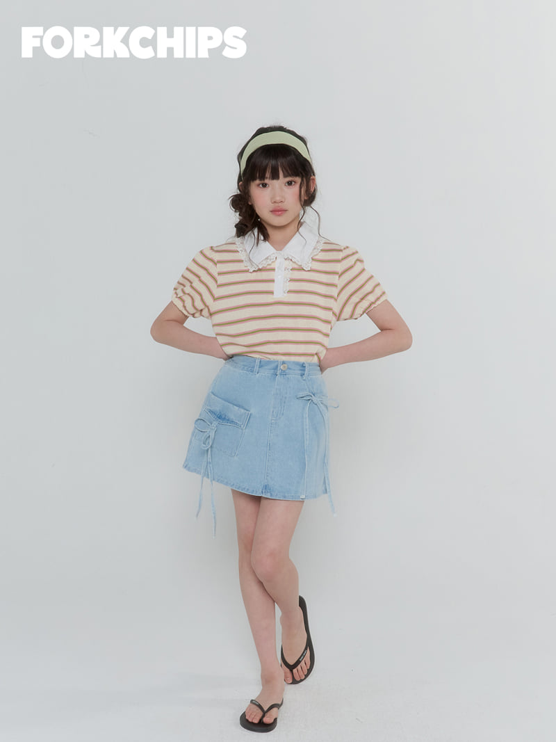 Fork Chips - Korean Children Fashion - #kidzfashiontrend - Lollipop Collar Tee - 10