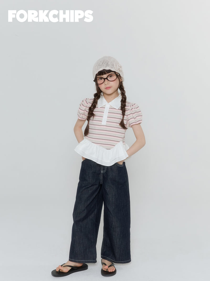Fork Chips - Korean Children Fashion - #kidzfashiontrend - Eve Frill Collar Tee - 11