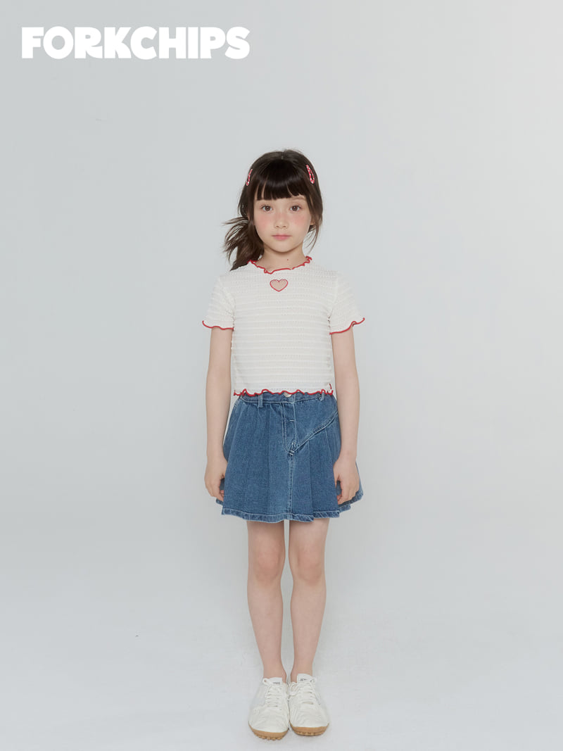 Fork Chips - Korean Children Fashion - #kidzfashiontrend - Flip Denim Skirt - 10