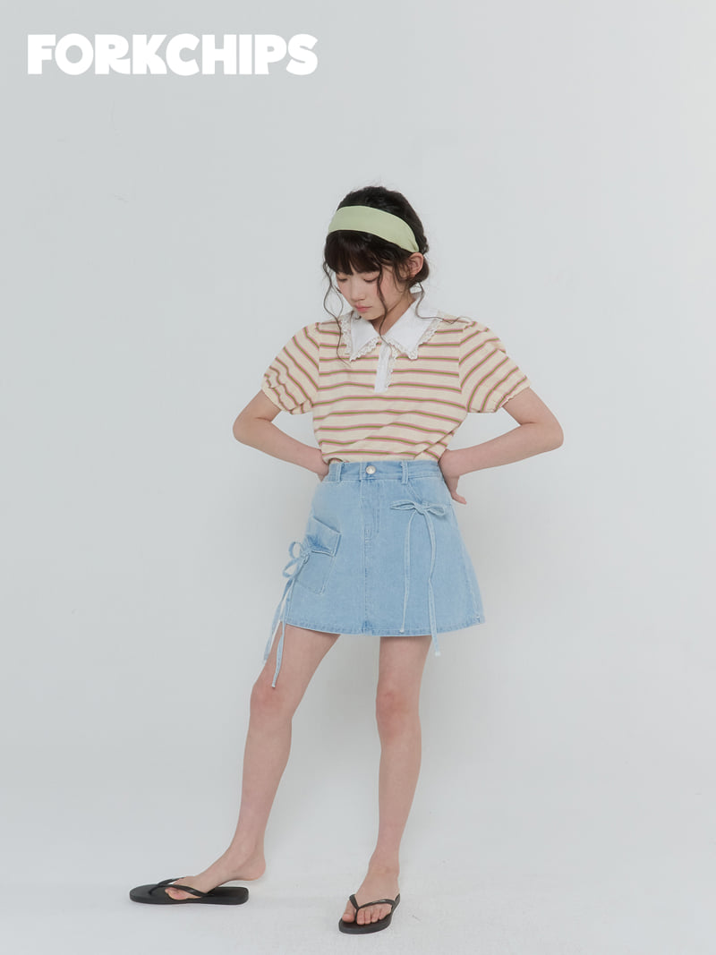 Fork Chips - Korean Children Fashion - #kidzfashiontrend - Cube Ribbon Skirt - 8