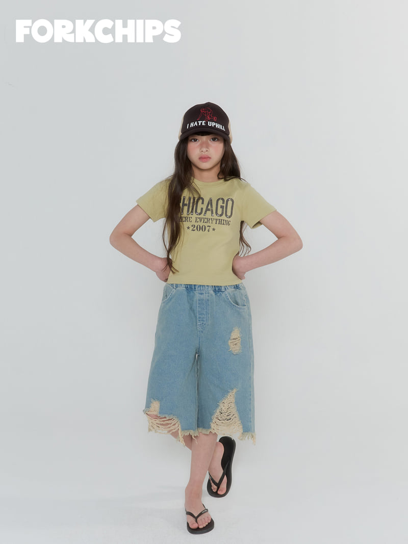 Fork Chips - Korean Children Fashion - #littlefashionista - Grunge Denim Pants - 8