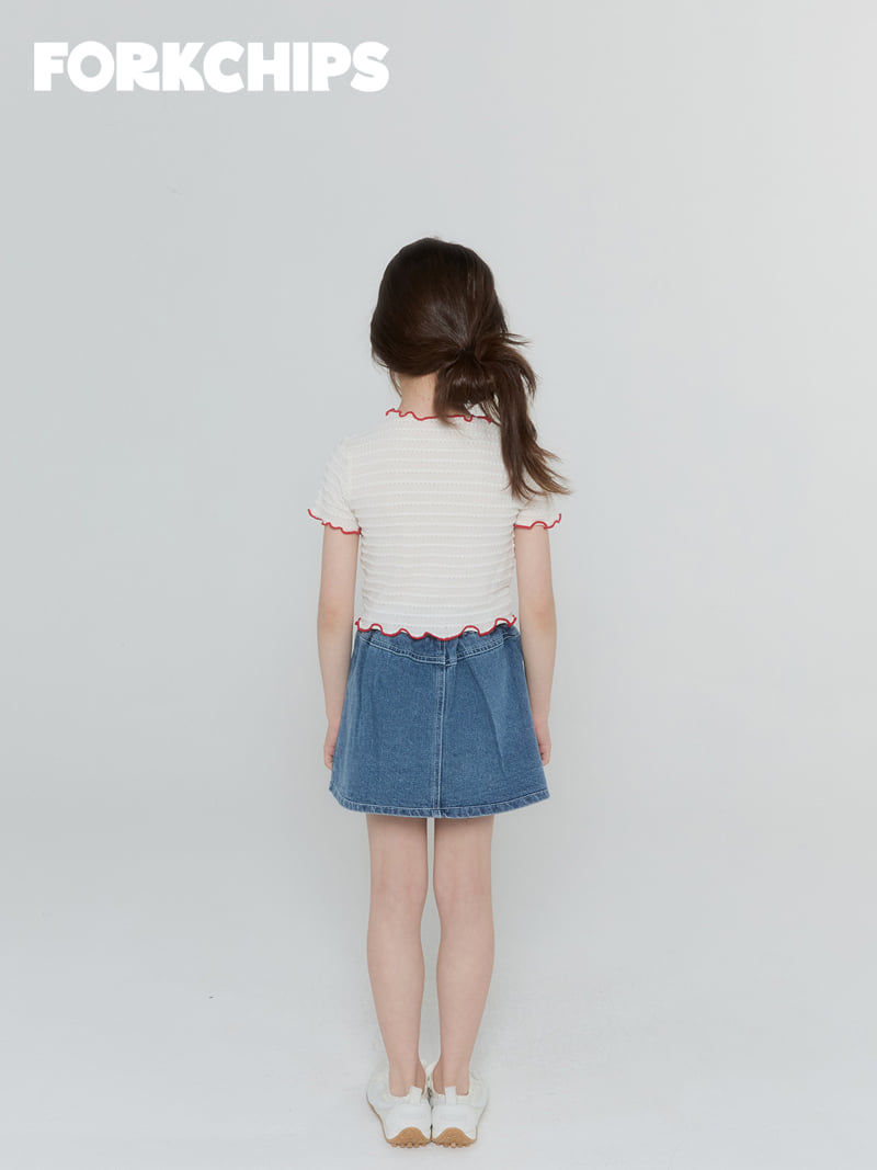 Fork Chips - Korean Children Fashion - #littlefashionista - Flip Denim Skirt - 12