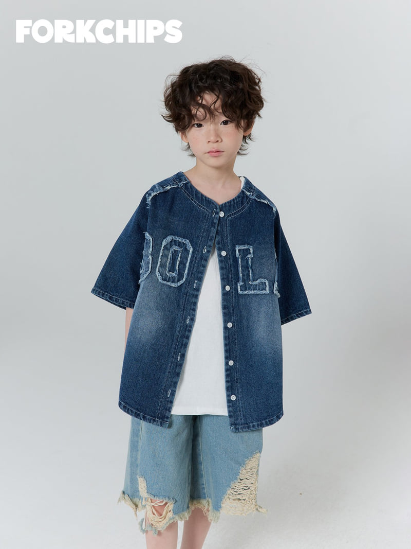 Fork Chips - Korean Children Fashion - #littlefashionista - Bold Denim Shirt - 8