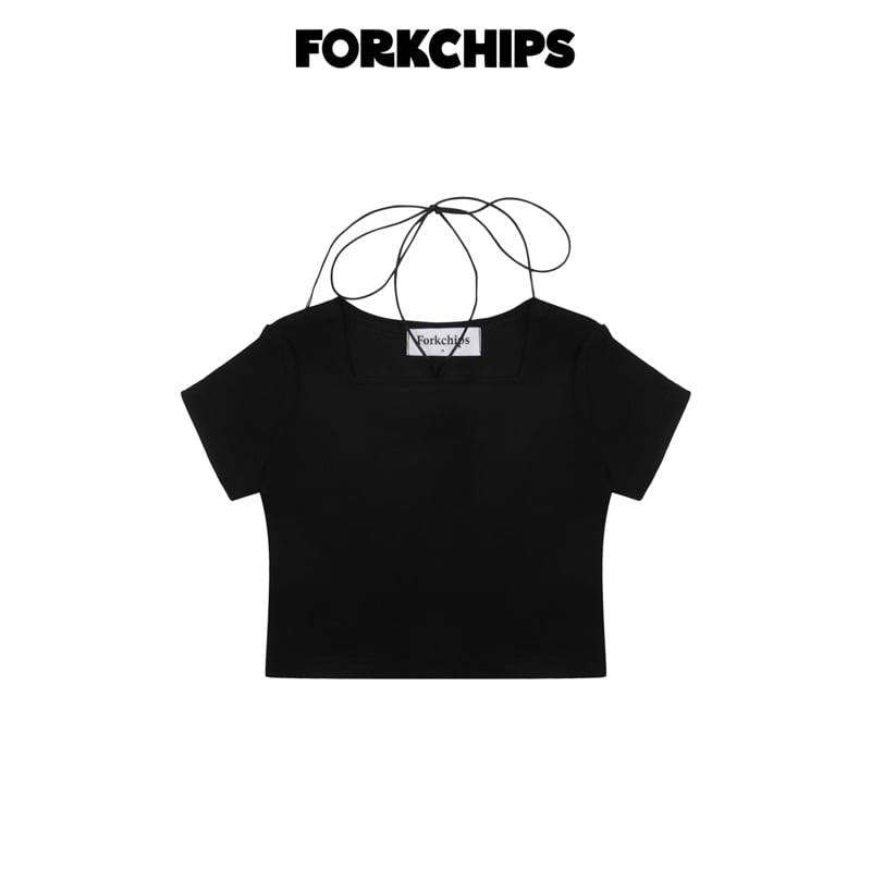 Fork Chips - Korean Children Fashion - #littlefashionista - Edge Ribbon Tee - 3