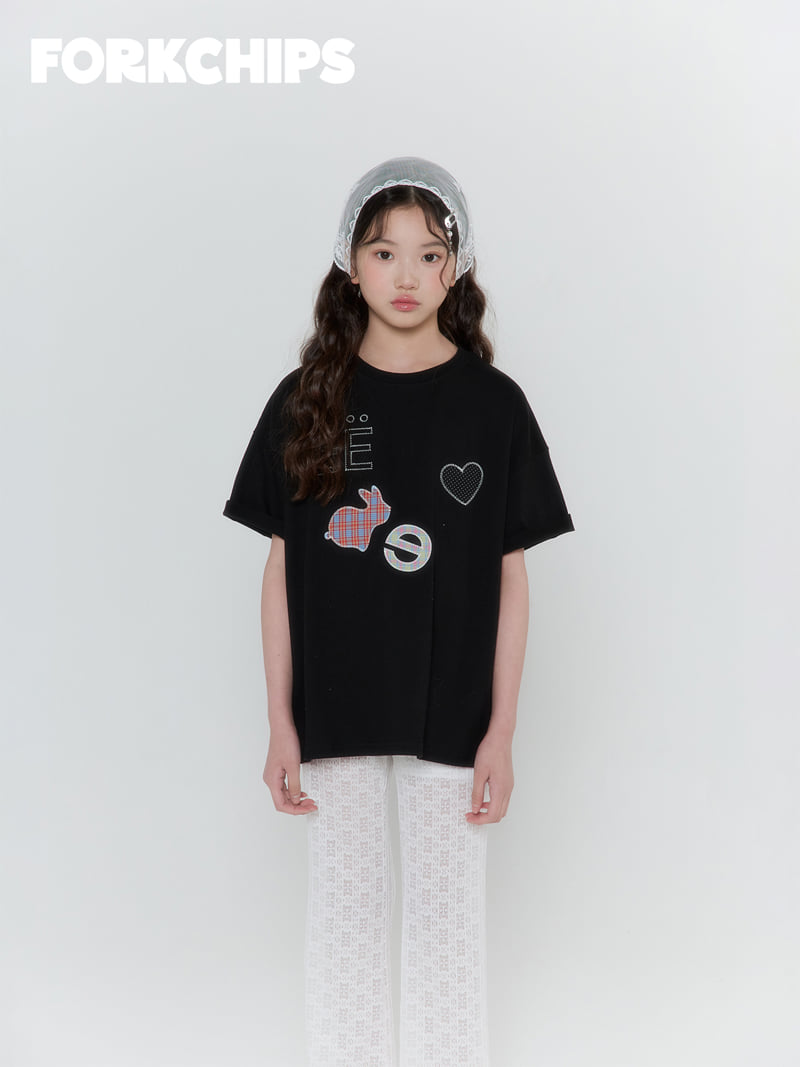 Fork Chips - Korean Children Fashion - #littlefashionista - Patch Rabbit Tee - 10