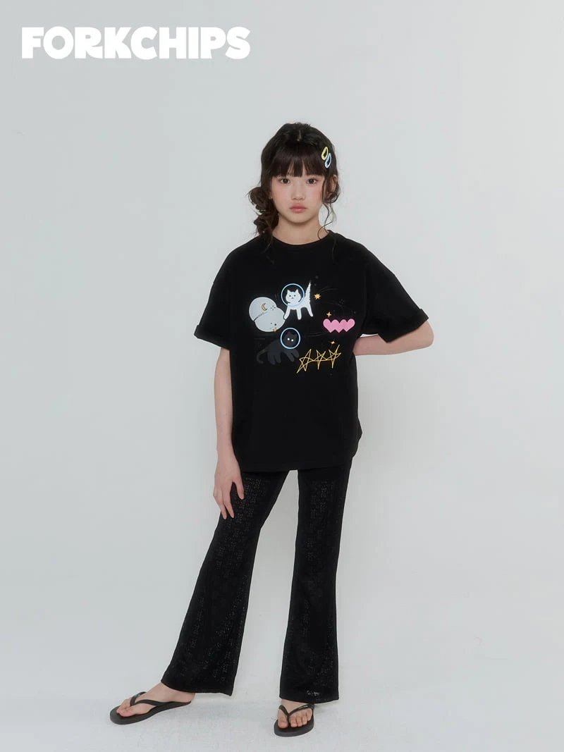 Fork Chips - Korean Children Fashion - #magicofchildhood - Moon Cat Tee