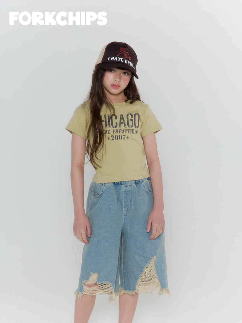 Fork Chips - Korean Children Fashion - #magicofchildhood - Grunge Denim Pants - 9