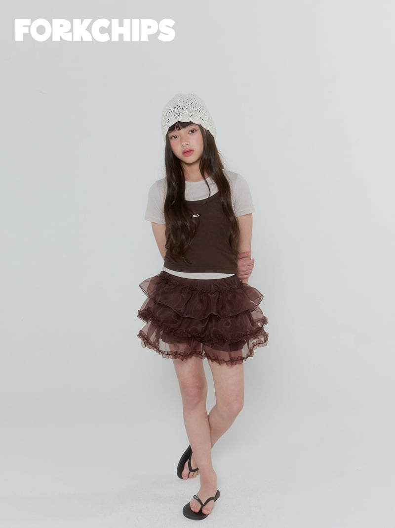 Fork Chips - Korean Children Fashion - #magicofchildhood - Caramel Tiered Skirt - 10