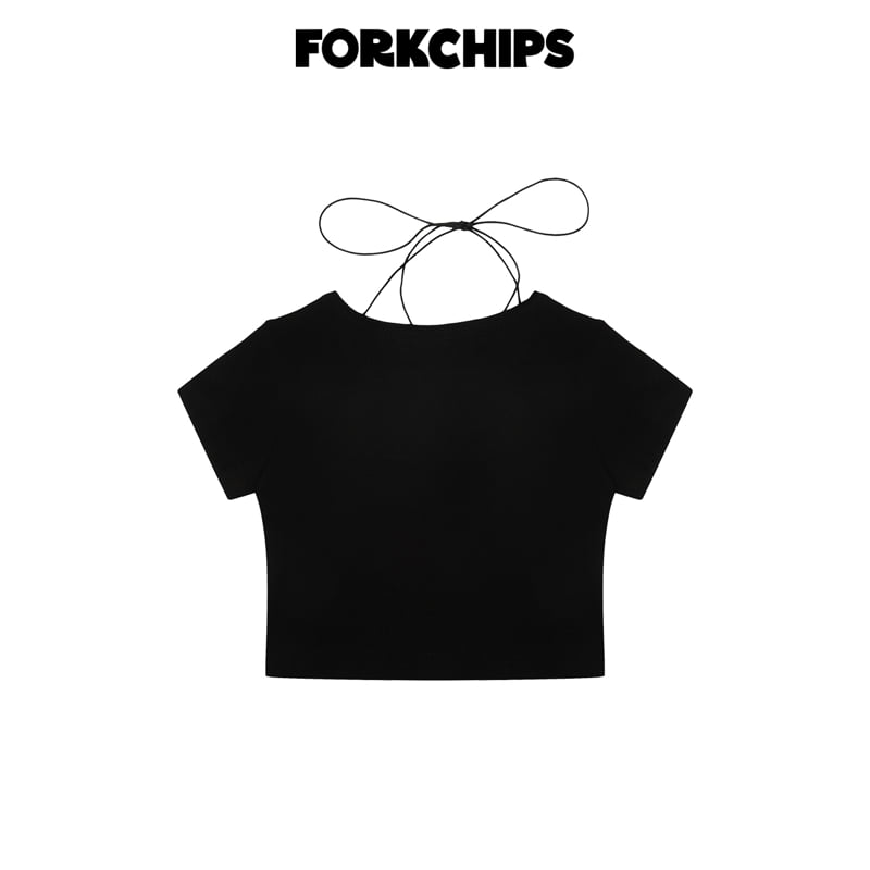 Fork Chips - Korean Children Fashion - #littlefashionista - Edge Ribbon Tee - 4