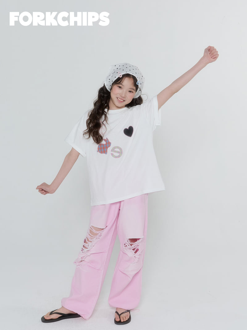 Fork Chips - Korean Children Fashion - #magicofchildhood - Patch Rabbit Tee - 11