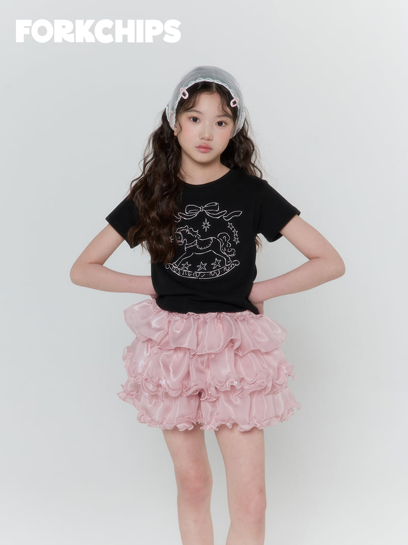 Fork Chips - Korean Children Fashion - #minifashionista - Horse Embroidery Tee