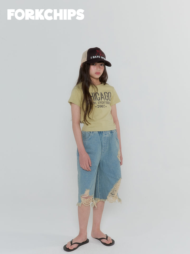 Fork Chips - Korean Children Fashion - #prettylittlegirls - Grunge Denim Pants - 11