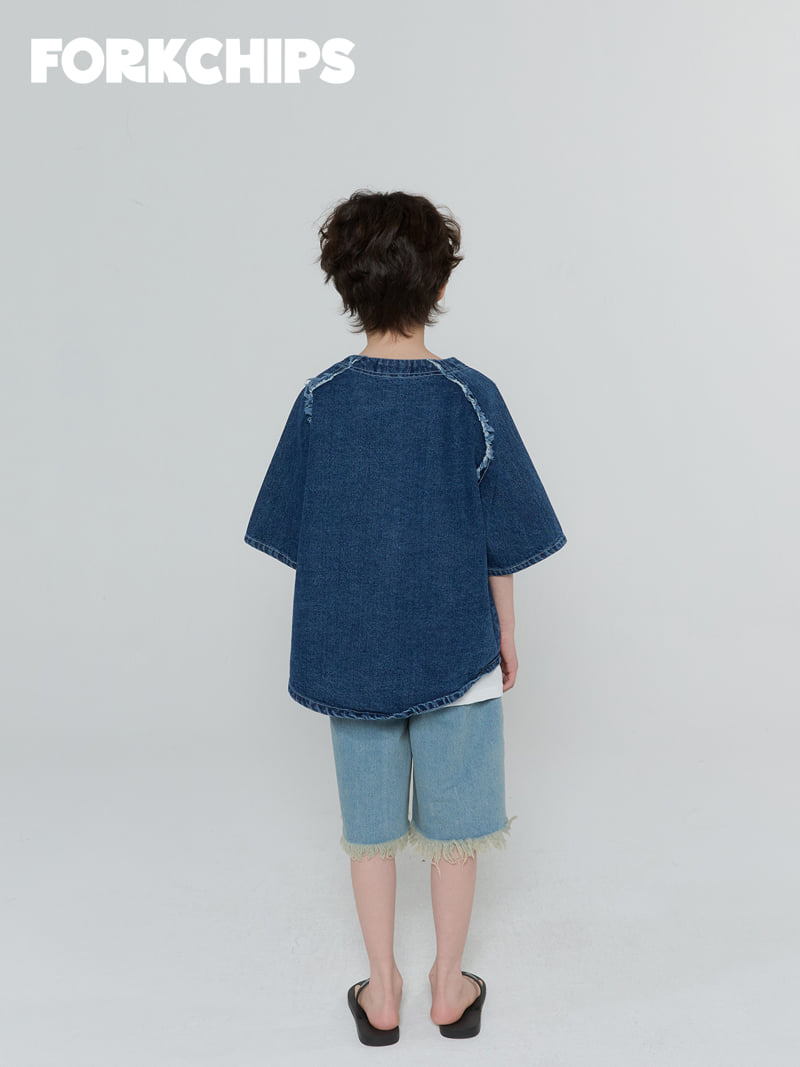 Fork Chips - Korean Children Fashion - #prettylittlegirls - Bold Denim Shirt - 11