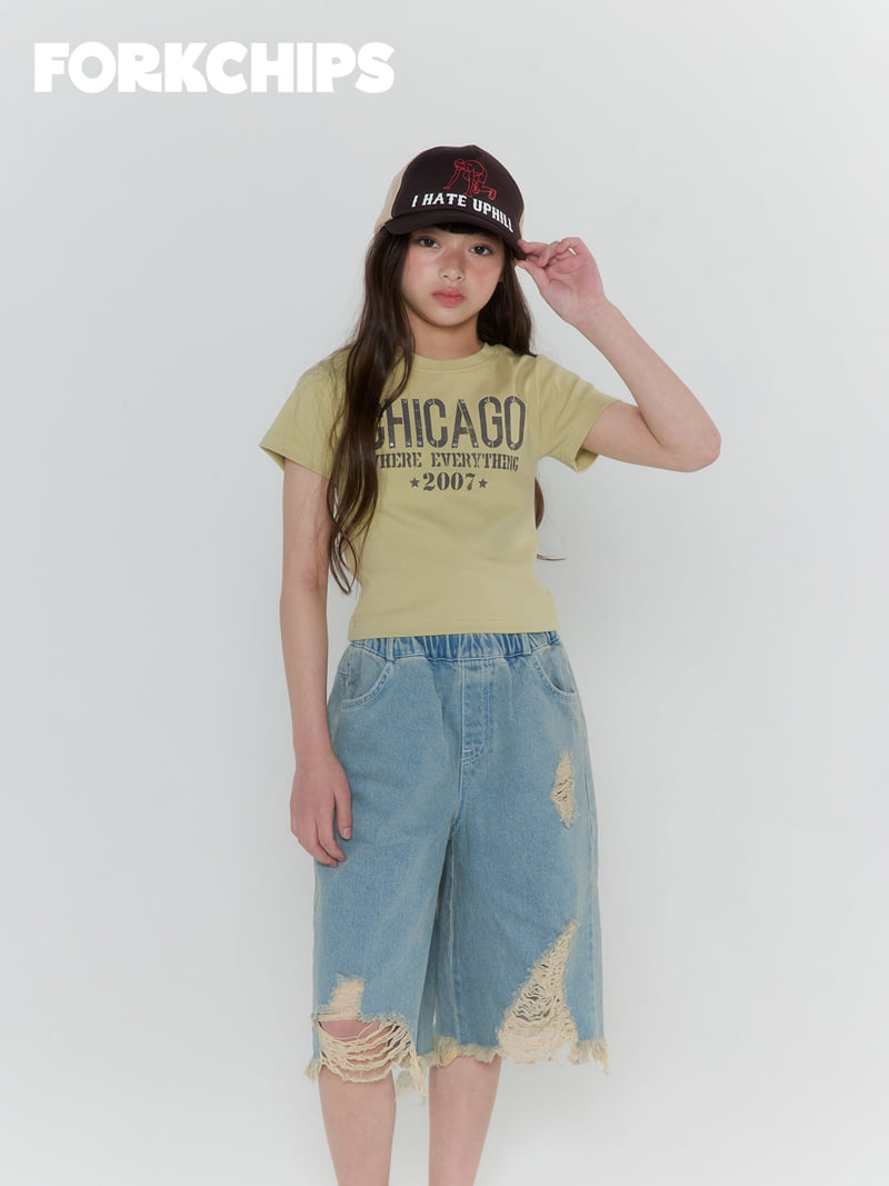Fork Chips - Korean Children Fashion - #todddlerfashion - Grunge Denim Pants - 12