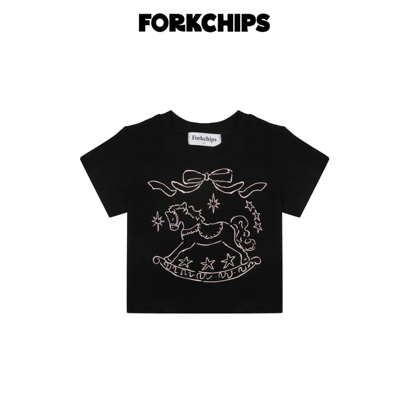 Fork Chips - Korean Children Fashion - #todddlerfashion - Horse Embroidery Tee - 3