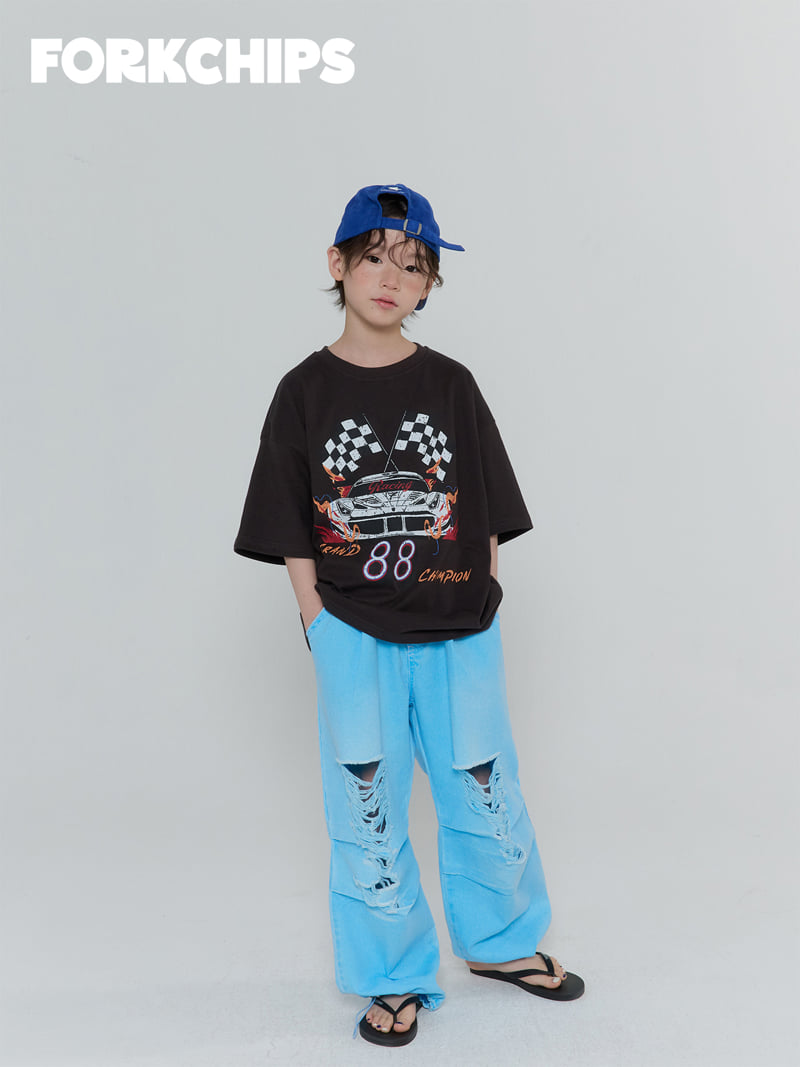 Fork Chips - Korean Children Fashion - #toddlerclothing - Racing Tee - 11
