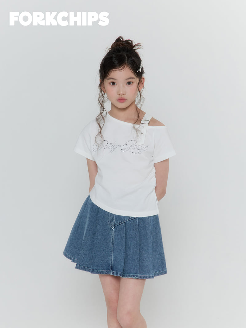 Fork Chips - Korean Children Fashion - #toddlerclothing - Flip Denim Skirt