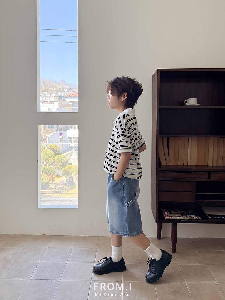 From I - Korean Children Fashion - #designkidswear - Carpenter Half Denim Pants - 12