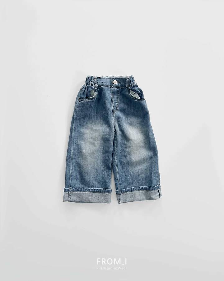 From I - Korean Children Fashion - #kidsstore - Linen Roll-Up Denim Pants - 3